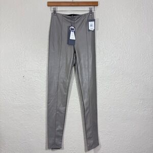 Lysse Vegan Leather‎ Legging Small Underland Taupe Hi Waist Shaping Pull On New